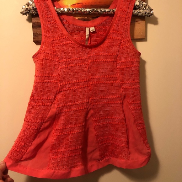 LC Lauren Conrad peplum crochet tank peach top S - Picture 3 of 5